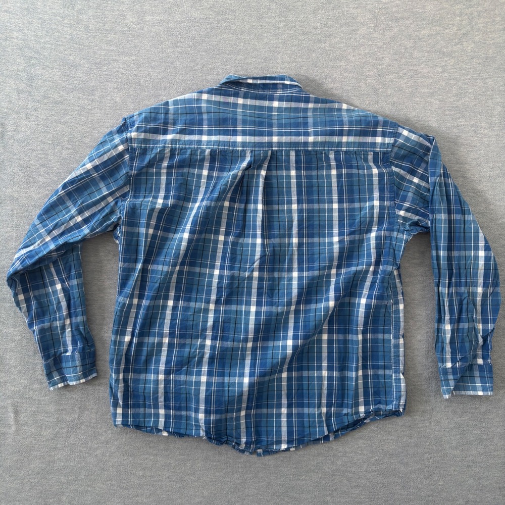 Ecko Unltd Mens Blue Plaid Long Sleeve Button Down Shirt Size Large Rhino Logo - Picture 7 of 9
